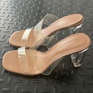 Zara clear block heels